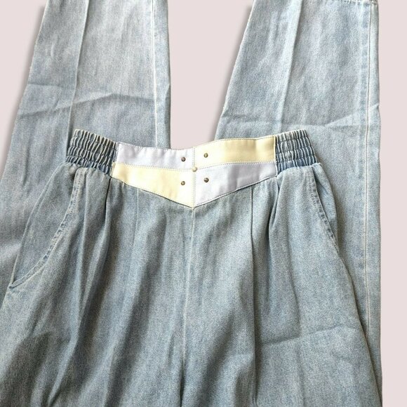Vintage saint germain paris sz Small pants Womens Jeans Leather Patch Trousers‎ - Picture 6 of 11